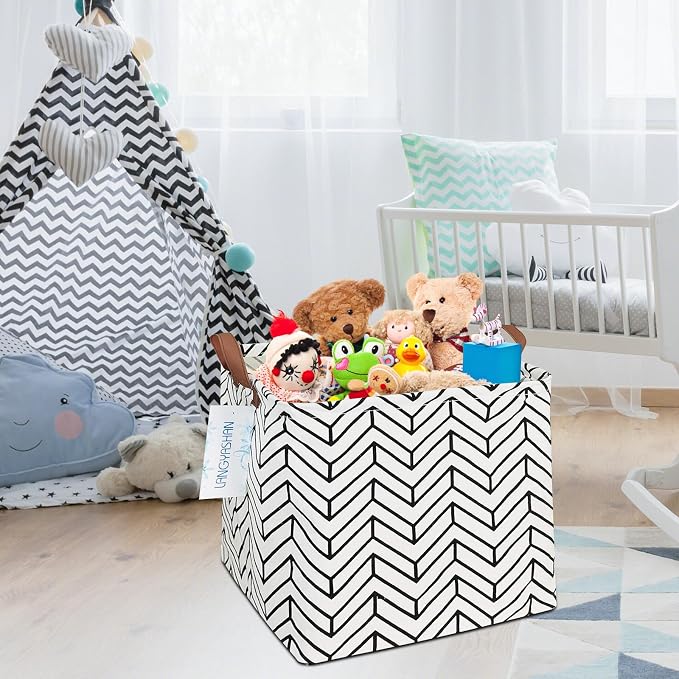 LANGYASHAN Square Storage Baskets Waterproof Canvas Children Laundry Nursery - Image 7