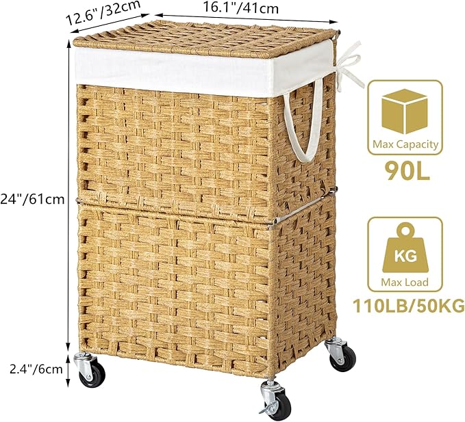 Chrislley 90L Slim Laundry Hamper - Image 3