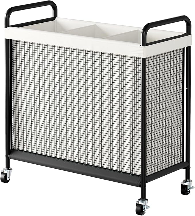 WOWLIVE Laundry Hamper 3 Section, 120L Rolling Laundry Basket by WOWLIVE