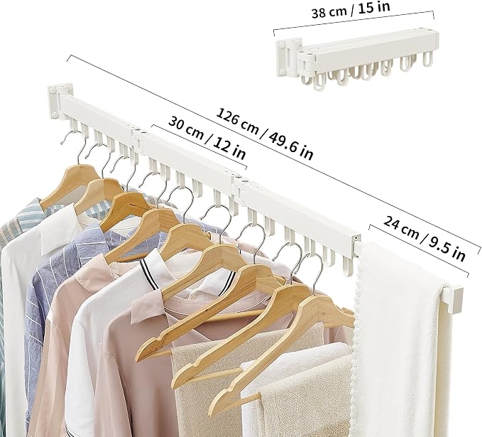 Clothes Drying Rack Wall Mounted, Laundry Drying Rack Collapsible, Space Saving - Image 3