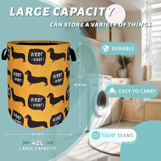 Dachshund Dog Laundry Hamper Funny Dogs Laundry Basket - Image 2