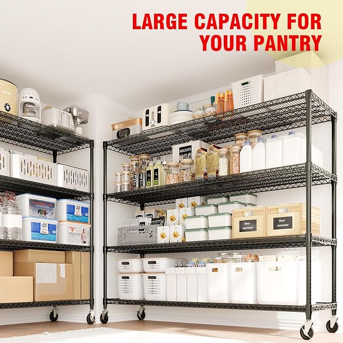 4-Tier Heavy Duty Metal Shelving Unit, Adjustable Height & Feet, Sturdy - Image 6