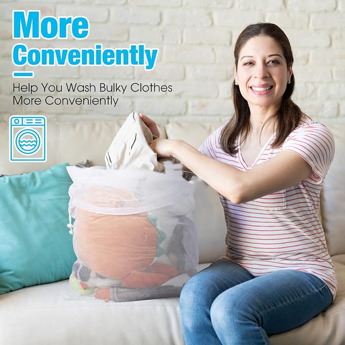 12 Pack 24 x 36 Inches Mesh Laundry Bag large Drawstring Heavy Duty Bag Bulk - Image 6