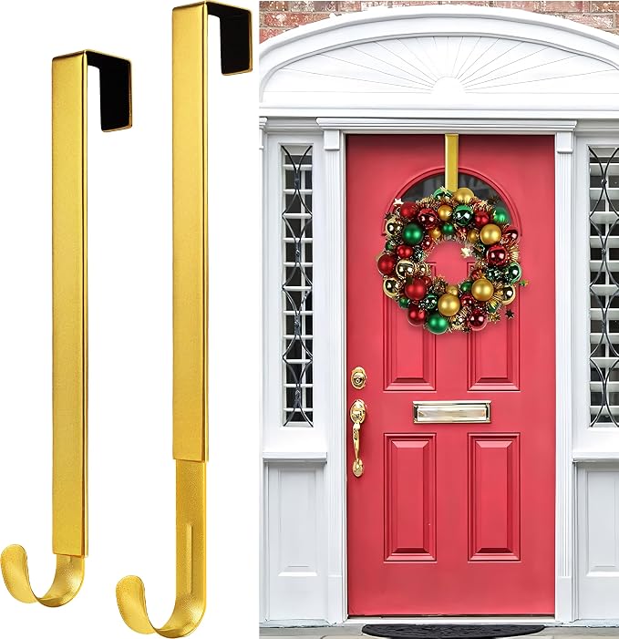 Gold Wreath Hanger, Christmas Decorations Adjustable Wreath Hangers by HEYHOUSE