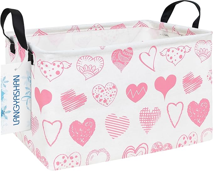LANGYASHAN Rectangular Storage Bin Collapse Canvas Fabric Cartoon Storage Basket by LANGYASHAN