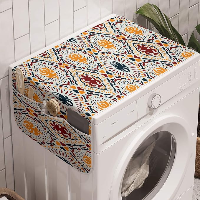Ambesonne Boho Washing Machine Organizer, Chevrons Strips and Dots by Ambesonne