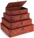Set of 4 Seagrass Basket with Lid Wicker Storage Basket Decorative Storage by Didaey