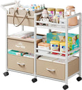 2-in-1 Baby Diaper Caddy Organizer, 3 Tier Rolling Storage Cart by Twinkoo