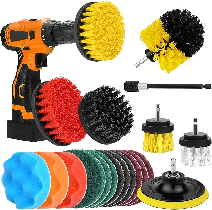 Drill Brush Attachments 20 PCS Scrub Pads & Sponge Power Scrubber Brush - Image 9