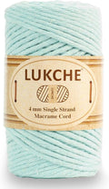 4mm Single Strand Macrame Cord Rope 82 Yards, Cotton Macrame Yarn, Mint Green by LUKCHE