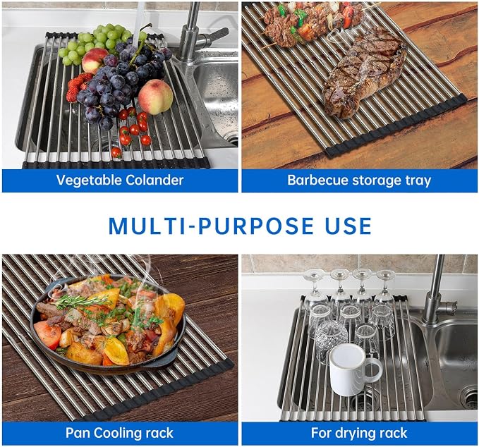 Expandable Large Draining Rack, Roll Up Heat-Resistant Dish Drainer - Image 5