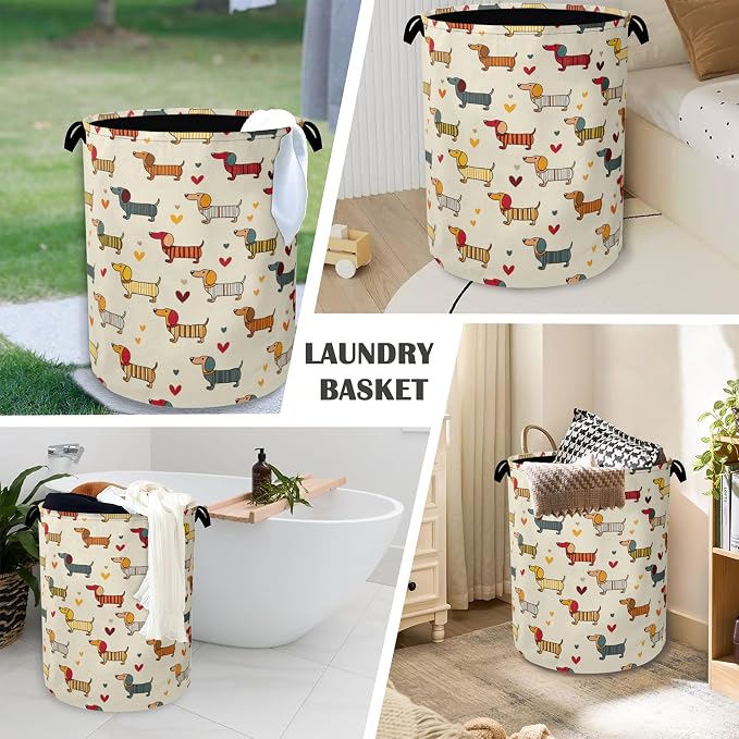 Cute Dachshund Dog Laundry Basket, Foldable - Image 4