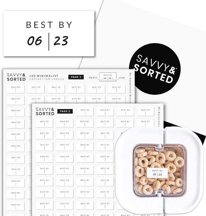 SAVVY & SORTED Expiration Date Pantry Labels, 160 Waterproof Food Expiration - Image 4