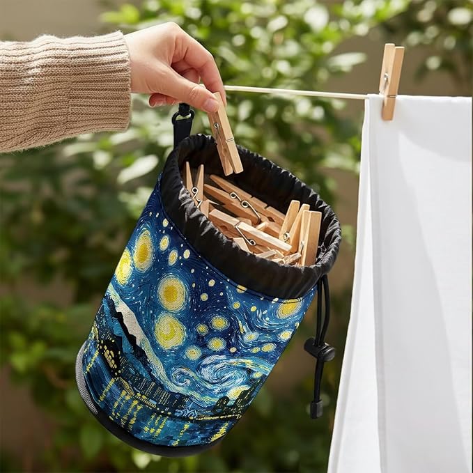 Hummingbird Floral Large Capacity Clothespin Bag - Image 4