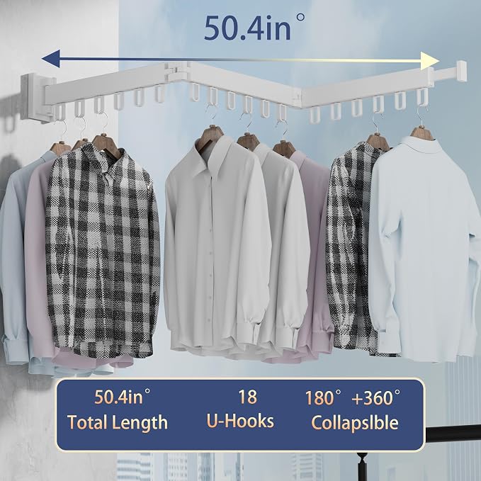 Clothes Drying Rack, Laundry Drying Rack Wall Mount - Image 2