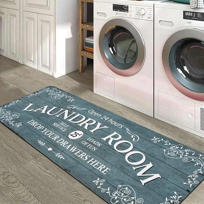 Lahome Remi Farmhouse Laundry Room Rug Runner 20"x59" Laundry Rugs and Mats by Lahome