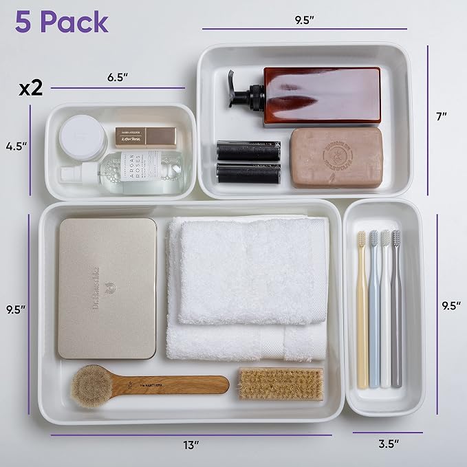 Superio Drawer Organizer Trays, Plastic Decorative Organizing Baskets - Image 2