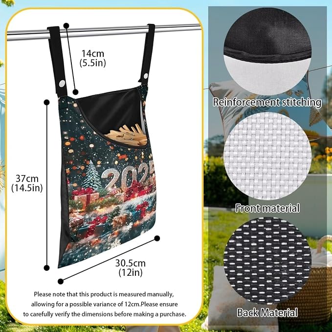 2025 Clothespin Bag with Hanging Hook Large Capacity Clothes Pin Bag - Image 6