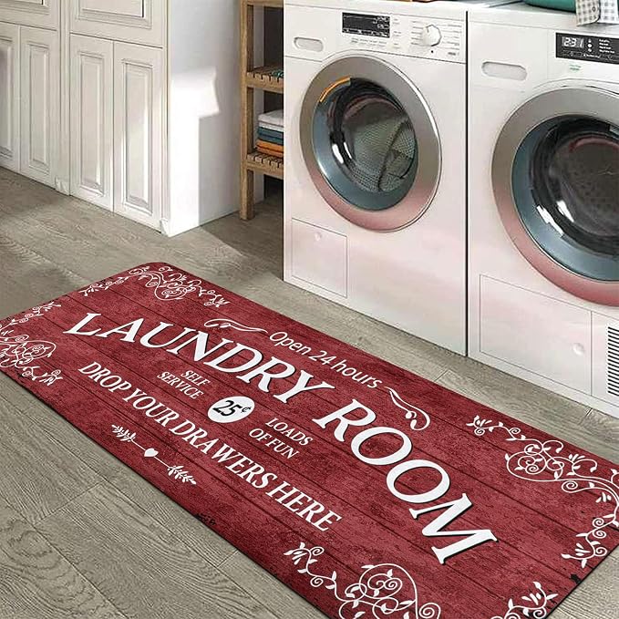 Lahome Remi Farmhouse Laundry Room Rug Runner 20"x59" Laundry Rugs and Mats by Lahome