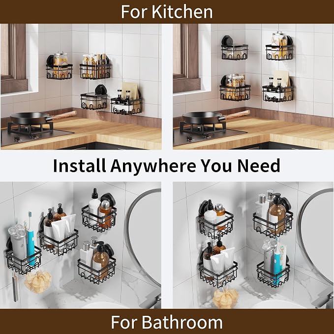 KEGII Suction Cup Shower Caddy 4 Pack, Universal Fit - Image 4