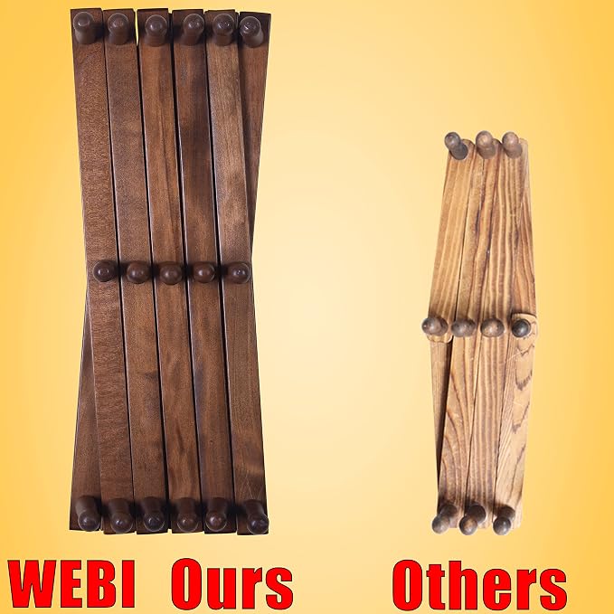 WEBI Accordion Wall Hanger, Expandable Wooden Hat Rack - Image 3