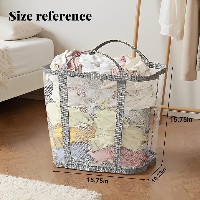 Portable Laundry Hamper, Mesh Laundry Tote - Image 2