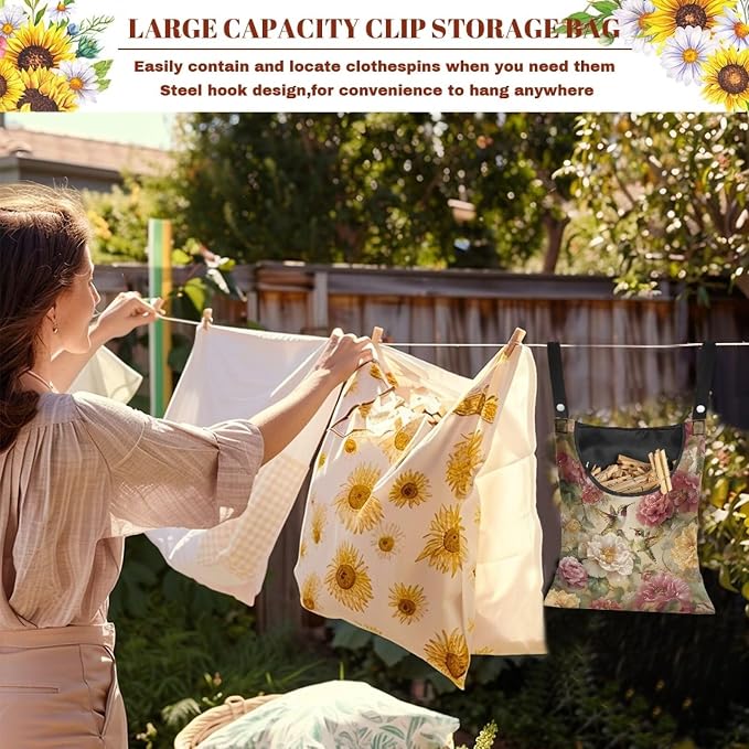 Clothes Pin Hanging Bag with Large Opening, Lightweight Hanging Laundry Bag - Image 5