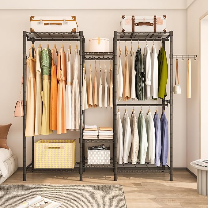 Heavy Duty Garment Rack, Portable Wardrobe Clothes Rack Freestanding Adjustable - Image 6