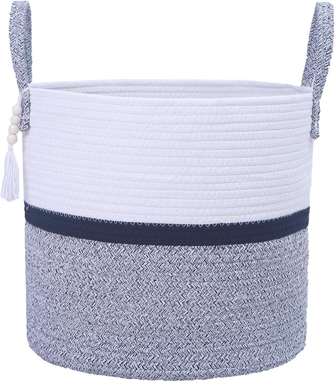 Woven Storage Basket with Handle, Nursery Hamper in Baby Nursery&Bathroom by HXYUANDAHOMEDECORATION