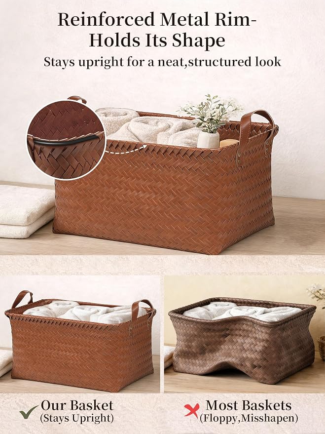 Hand Woven Baskets for Storage, Large Basket - Image 5