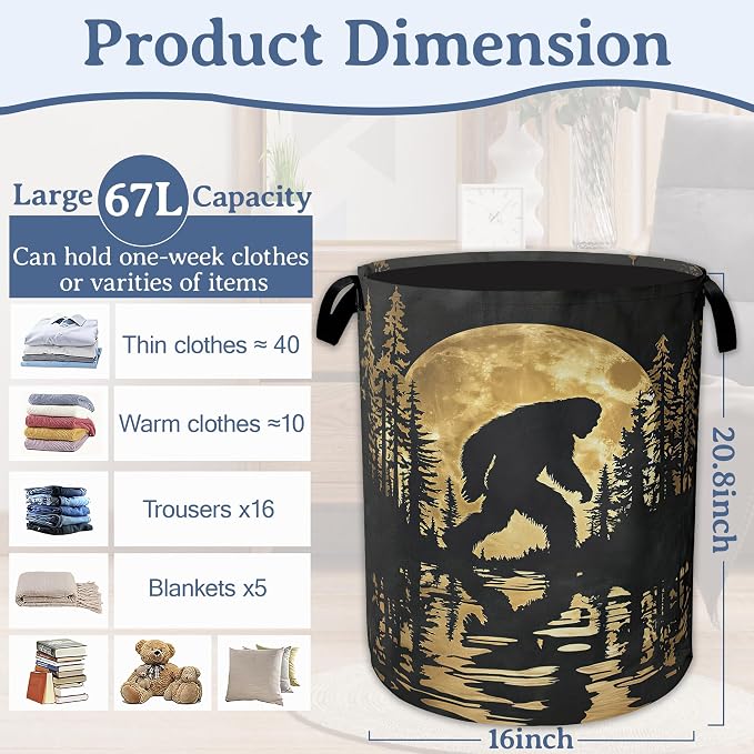 Big foot Laundry Basket, Oxford Cloth Forest Moon Laundry Hamper - Image 2