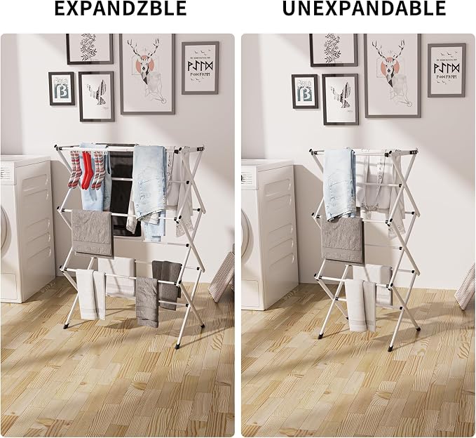 3 Tier Clothes Drying Rack, Foldable Drying Rack Clothing, Indoor & Outdoor - Image 5