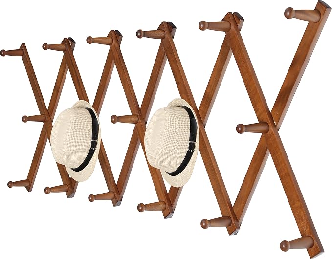 WEBI Accordion Wall Hanger, Expandable Wooden Hat Rack by WEBI