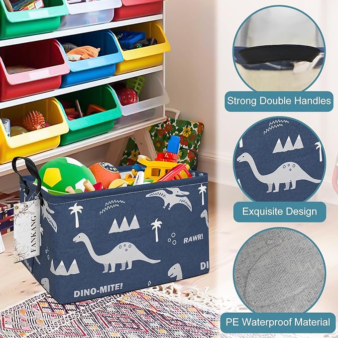 FANKANG Storage Bins, Nursery Hamper Canvas Laundry Basket Foldable - Image 5