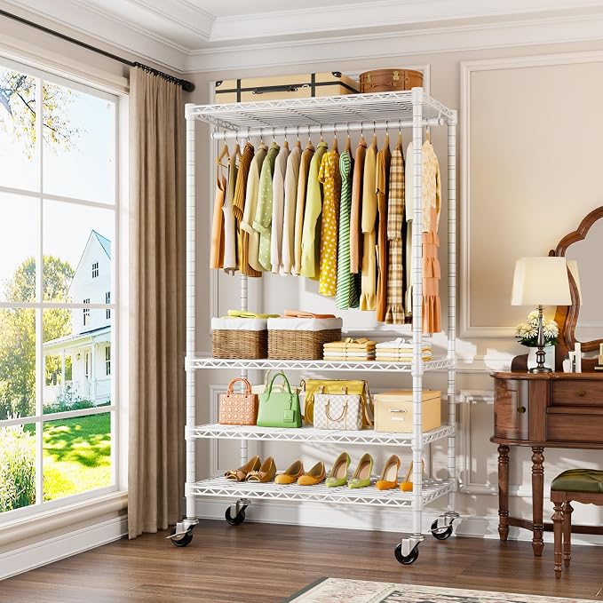 P9 Rolling Clothes Rack Heavy Duty, Clothing Racks - Image 2