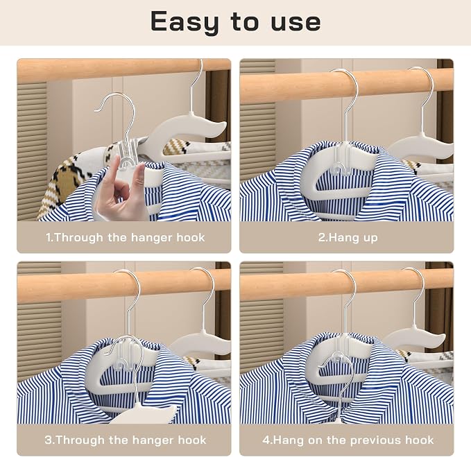 Tinfol Transparent Hanger Connector Hooks, Heavy Duty Clothes Hanger Extender - Image 3
