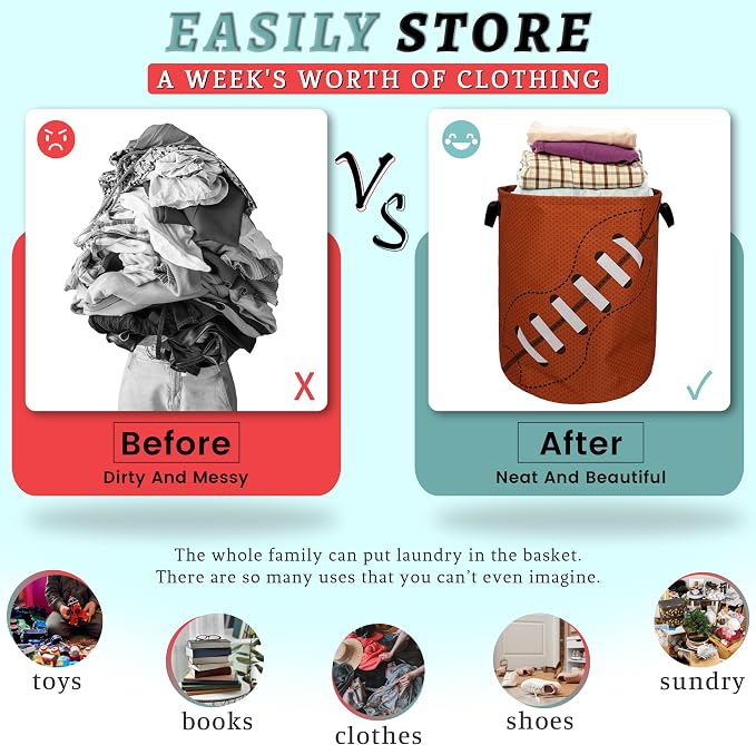Football Laundry Basket Foldable - Image 3