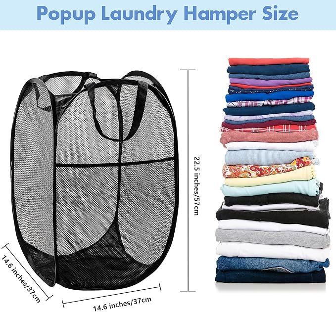 DUCOO Pop Up Hamper, Foldable Mesh Laundry Basket - Image 2