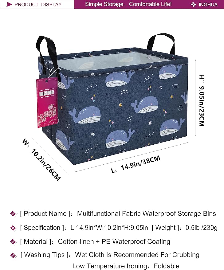 Rectangular Storage Basket Fabric Organizer Bin - Image 2