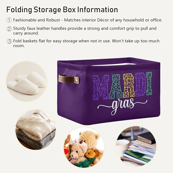 Wamika Happy Mardi Gras Purple Storage Basket - Image 4