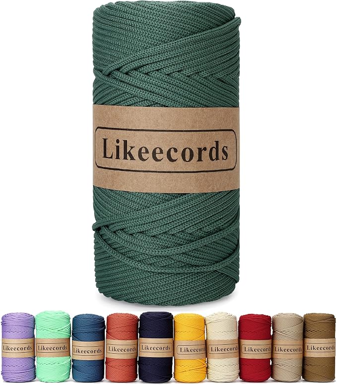 4mm Polyester Braided Macrame Cord 140Yards /426Feet, Elastic Yarn by Likeecords