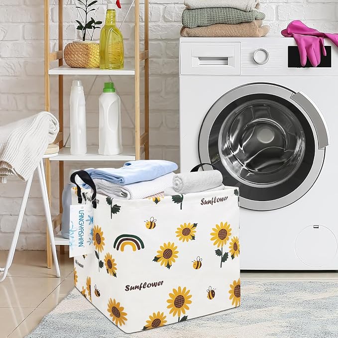 LANGYASHAN Square Storage Baskets Waterproof Canvas Children Laundry Nursery - Image 4