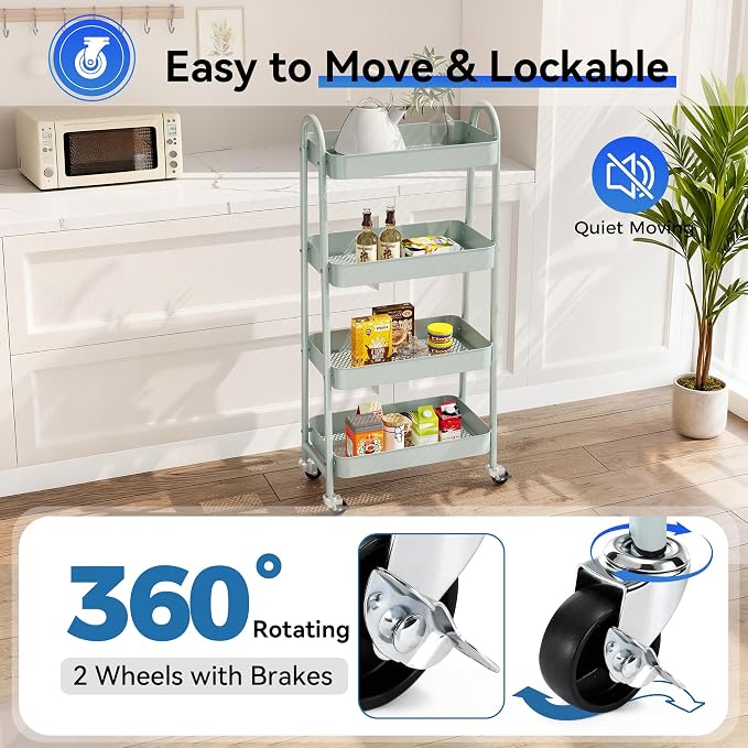 NEWBULIG 4-Tier Rolling Utility Cart - Image 3