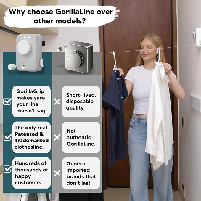 GorillaLine Max – Retractable Clothesline Indoor Outdoor, Non-Sagging Heavy - Image 5