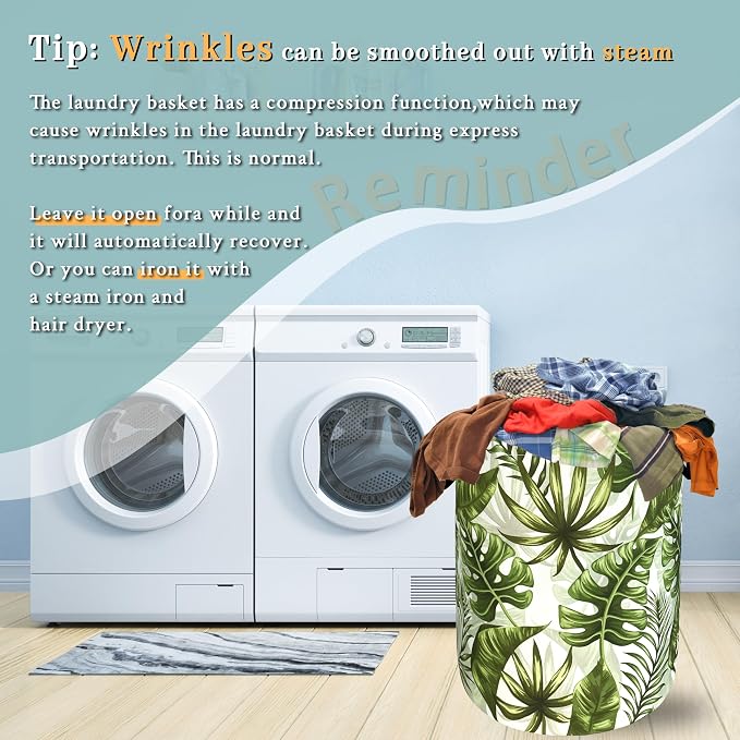 Tropical Leaves Laundry Basket Hawaii Foldable Funny Laundry Hamper Oxford - Image 6