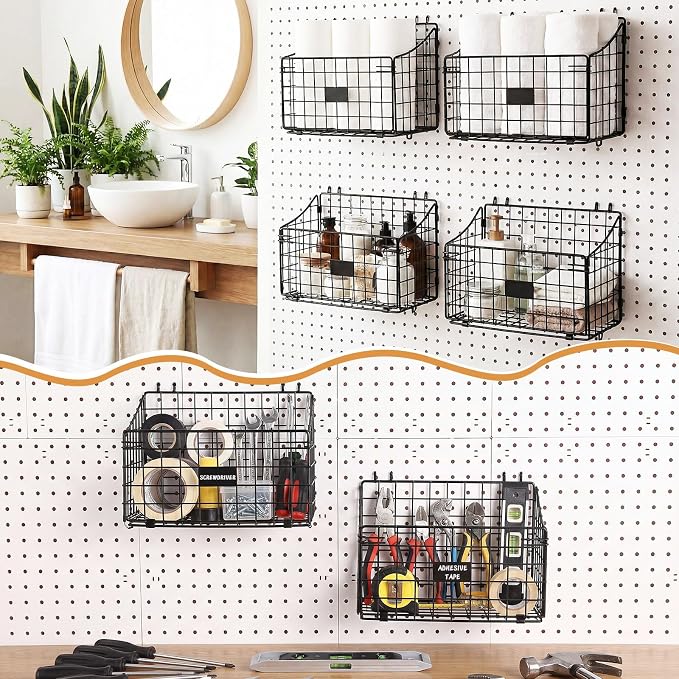 4 Pcs Peg Board Bins and Baskets Peg Board Organizer Pegboard Accessories - Image 6