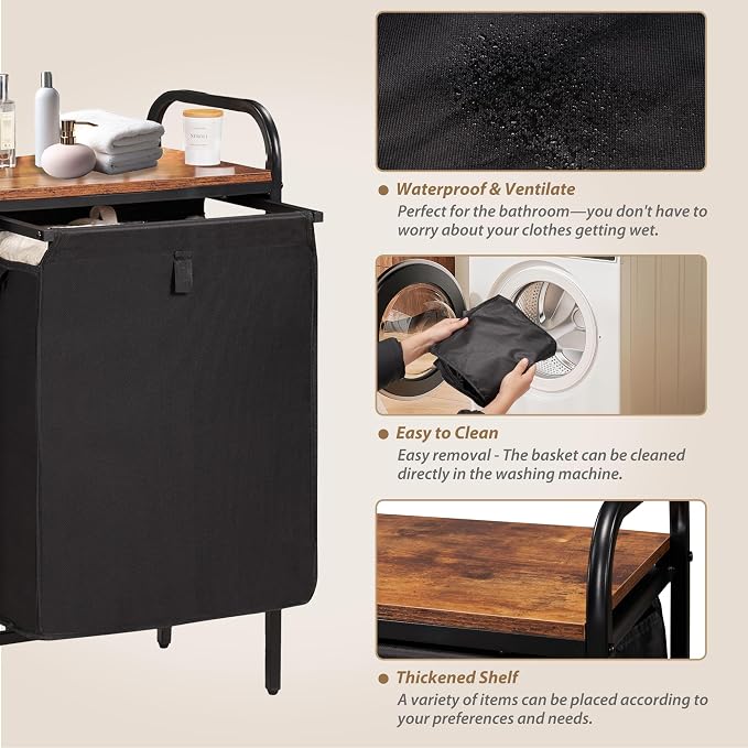Laundry Hamper with Removable Bags & Built-In Shelf - Image 6