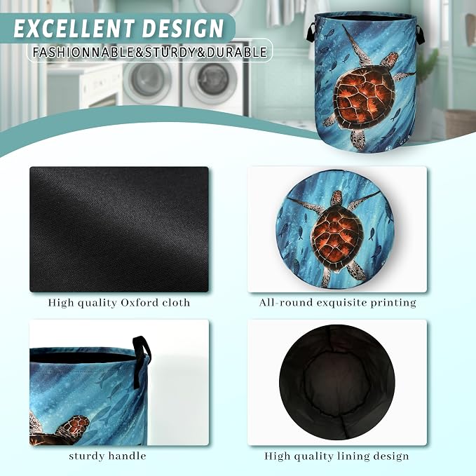 Sea Turtle Laundry Basket Foldable - Image 4