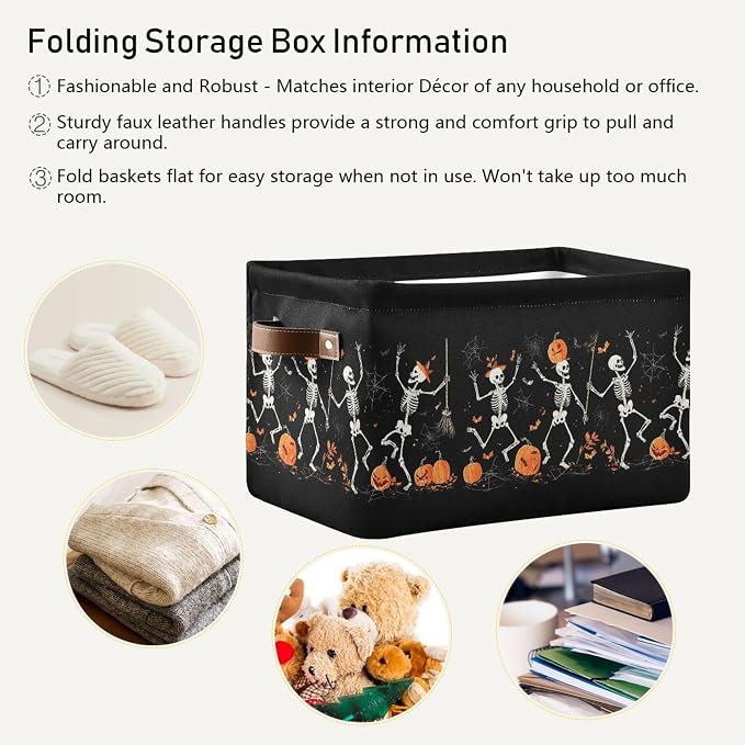 Halloween Skeleton Black Storage Basket - Image 4
