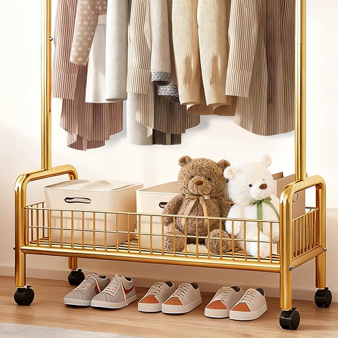 Clothes Rack with Storage Shelves, Heavy - Image 4